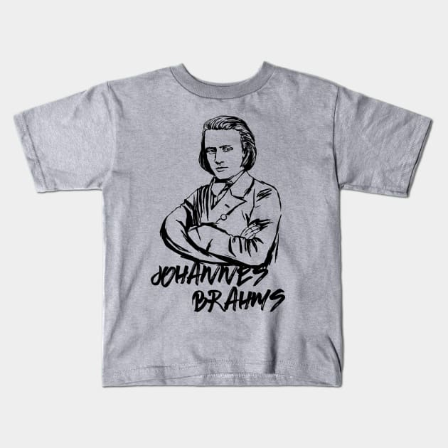 Johannes Brahms Kids T-Shirt by Erena Samohai